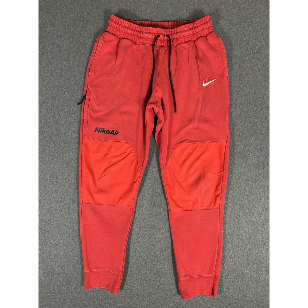 Nike Air Fleece Jogger Pants Mens Red Cargo Pocket Sweatpants Drawstring L